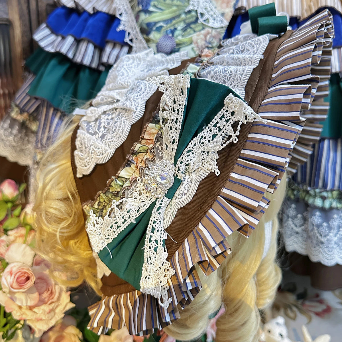 Twilight Morning Bell Forest Green Palace Classical Lolita JSK Dress and Accessories - image 8