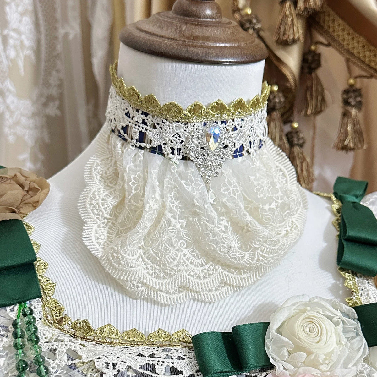 Twilight Morning Bell Forest Green Palace Classical Lolita JSK Dress and Accessories - image 5