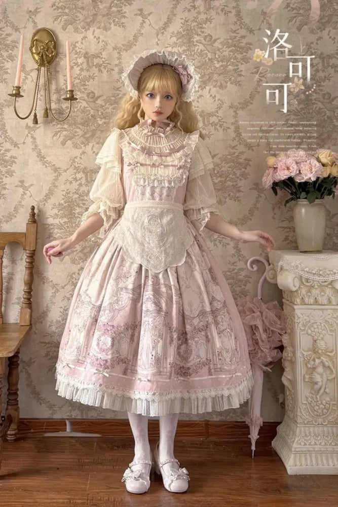 Rococo Retro Palace-Print Lolita OP Dress - image 5