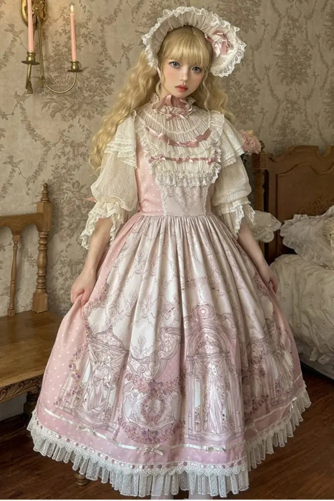 Rococo Retro Palace-Print Lolita OP Dress - image 7