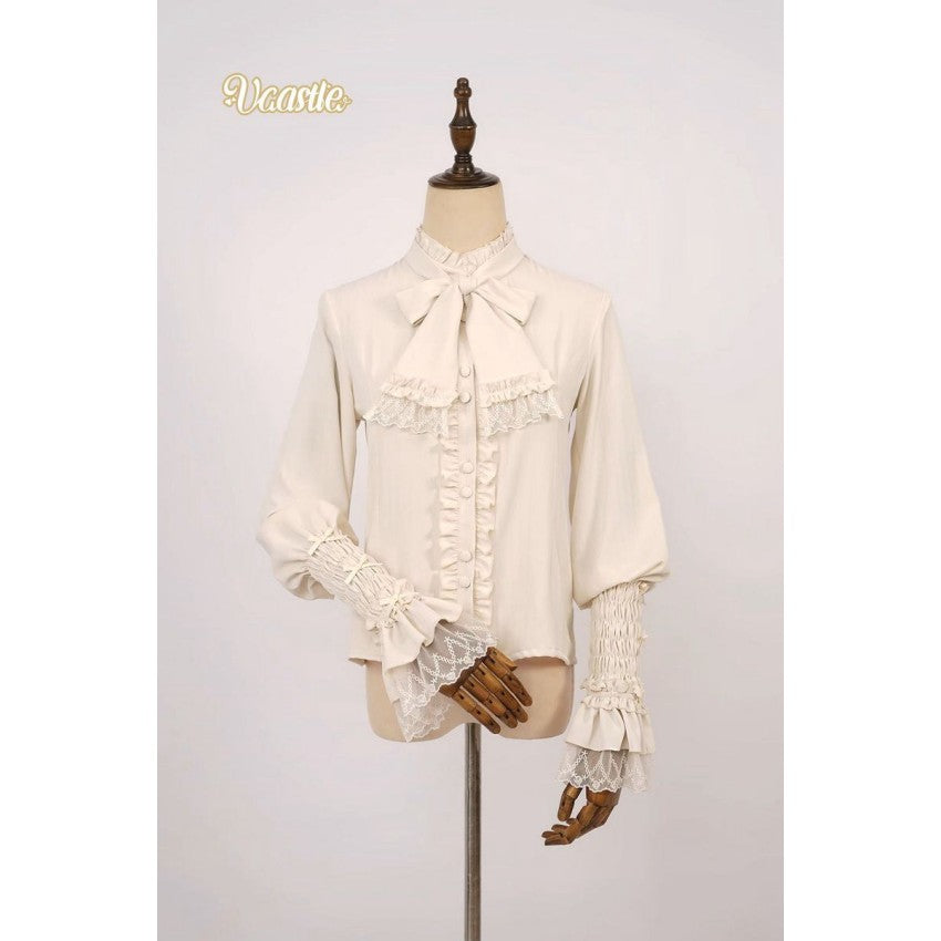 Four Season Blooming Flower Striped Jacquard Lolita Blouse - image 1