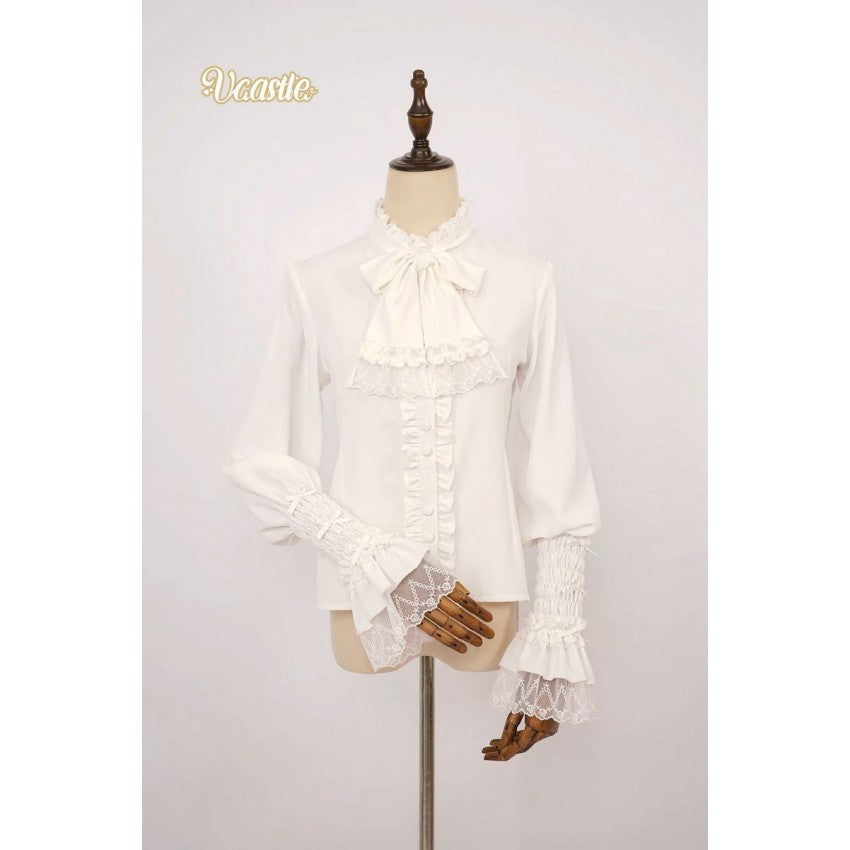 Four Season Blooming Flower Striped Jacquard Lolita Blouse - image 2