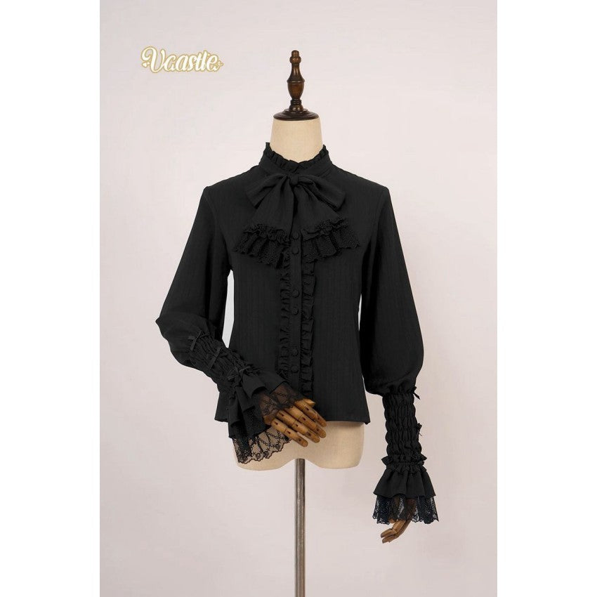 Four Season Blooming Flower Striped Jacquard Lolita Blouse - image 3
