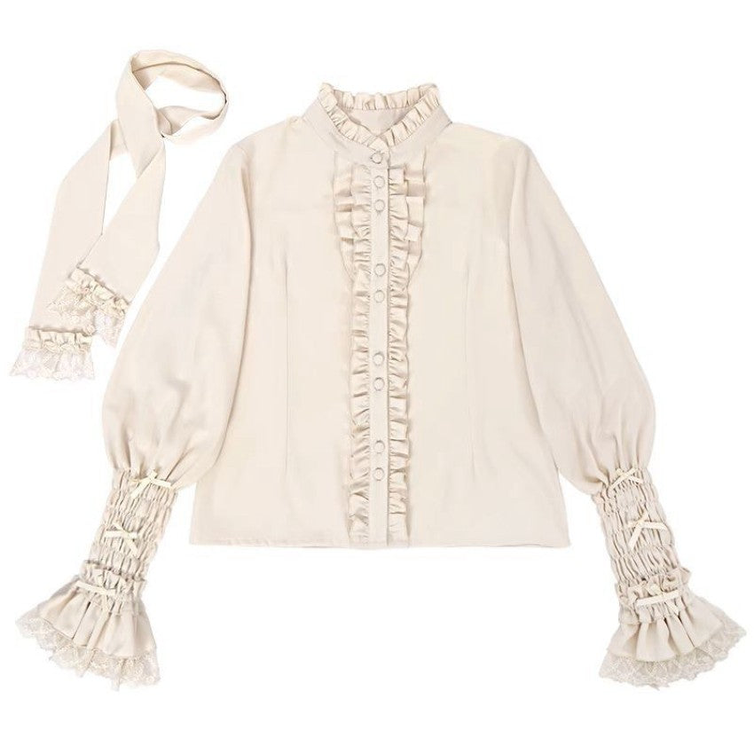 Four Season Blooming Flower Striped Jacquard Lolita Blouse - image 6