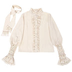Four Season Blooming Flower Striped Jacquard Lolita Blouse - image 6