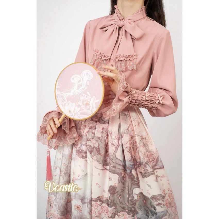 Four Season Blooming Flower Striped Jacquard Lolita Blouse - image 38