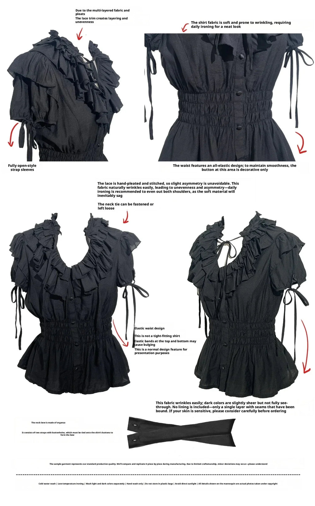 WONKA Gothic Lolita Black Top & Shorts Set - image 7