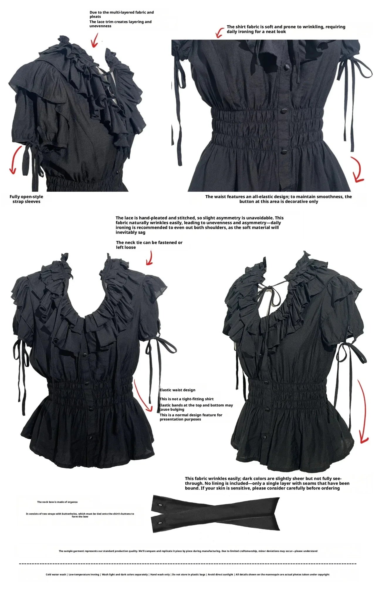 WONKA Gothic Lolita Black Top & Shorts Set - image 7