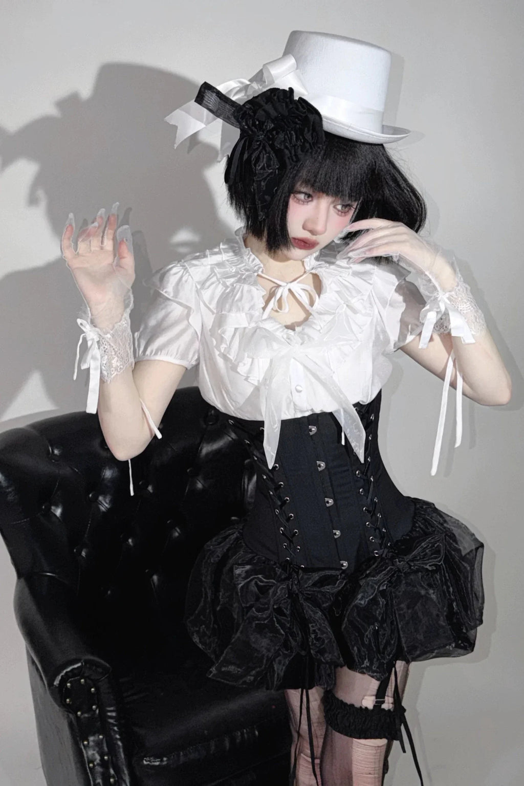 WONKA Gothic Lolita Black Top & Shorts Set - image 1
