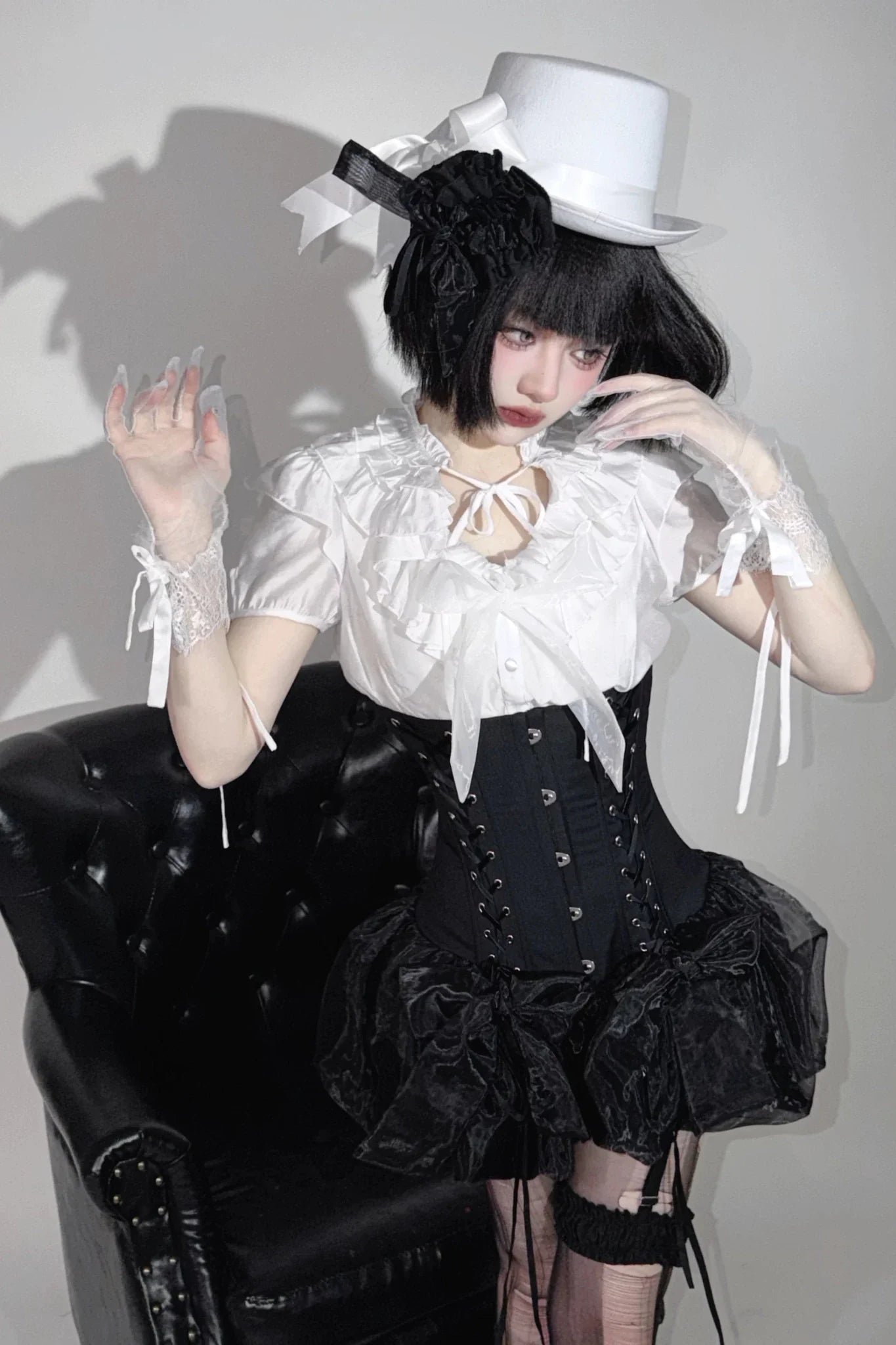 WONKA Gothic Lolita Black Top & Shorts Set - image 1