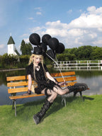 WONKA Gothic Lolita Black Top & Shorts Set - image 5