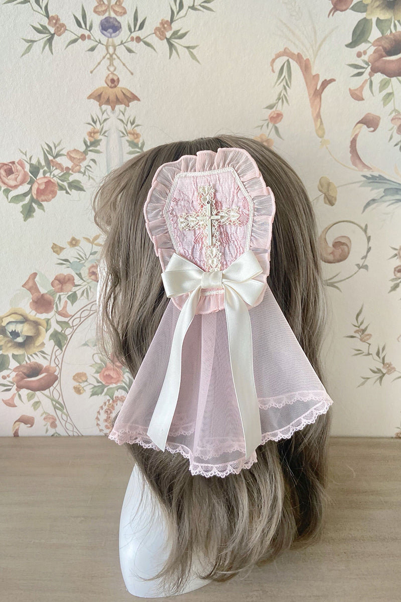 Alice Girl Cross Maiden Gothic Lolita Hair Clips Veil Headbow
