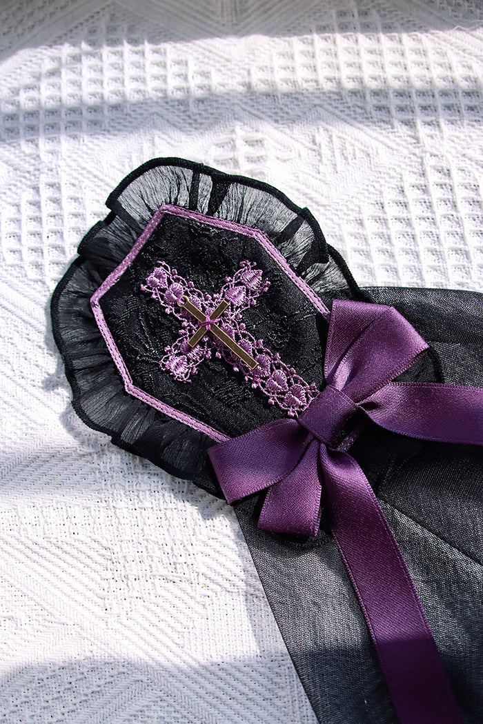 Alice Girl Cross Maiden Gothic Lolita Hair Clips Veil Headbow detail 13