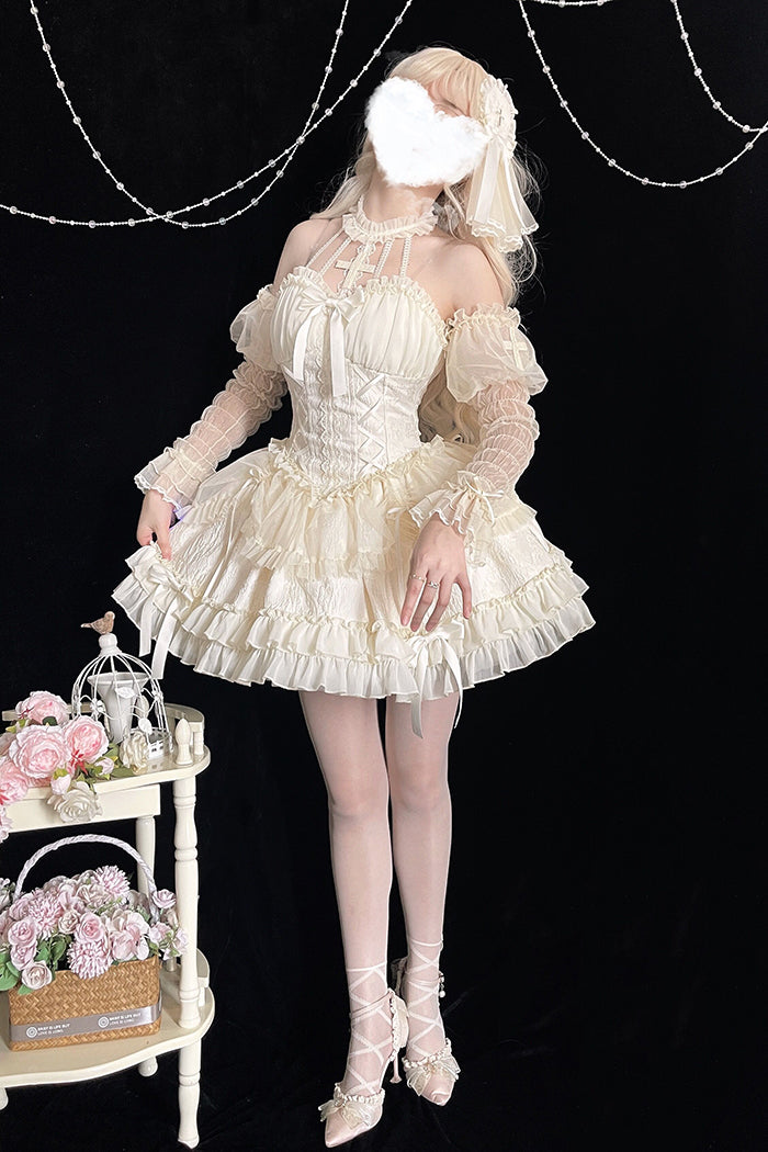 Alice Girl Cross Maiden Gothic Lolita Hair Clips Veil Headbow detail 19