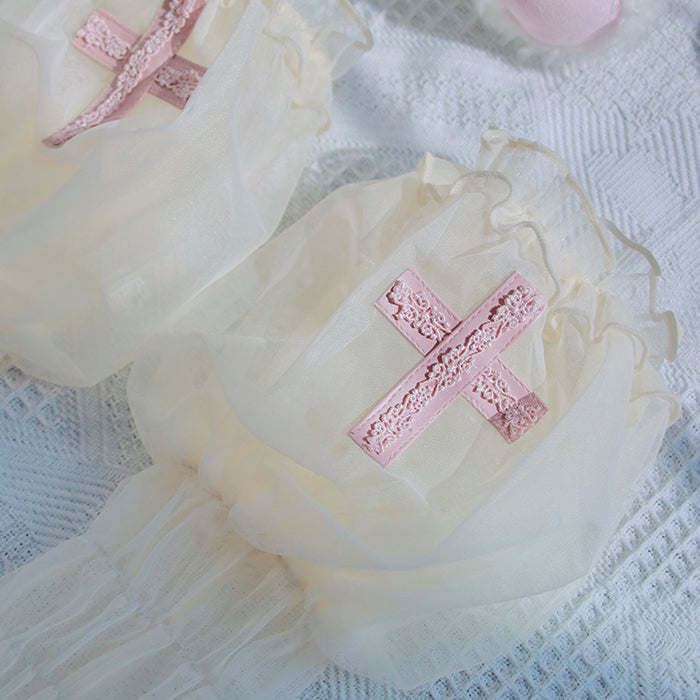 Alice Girl Cross Maiden Gothic Lolita Cuffs Puff Arm Sleeves detail 6