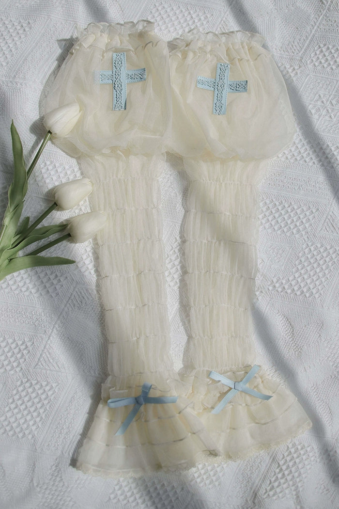 Alice Girl Cross Maiden Gothic Lolita Cuffs Puff Arm Sleeves detail 10