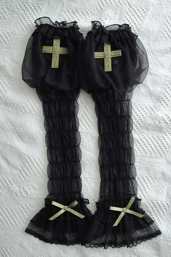 Alice Girl Cross Maiden Gothic Lolita Cuffs Puff Arm Sleeves detail 13