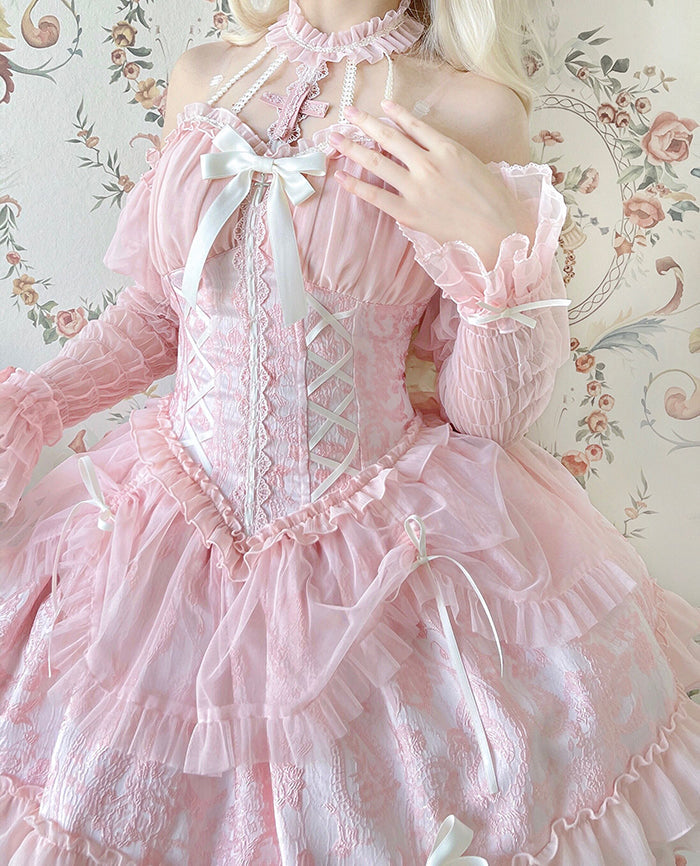 Alice Girl Cross Maiden Gothic Lolita Cuffs Puff Arm Sleeves detail 17