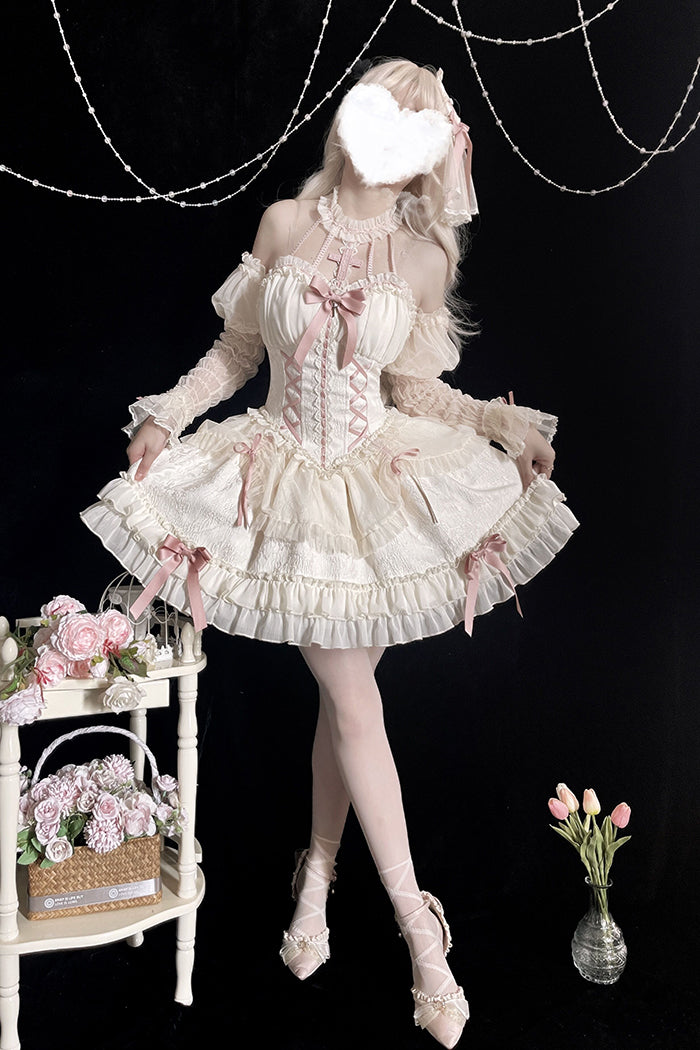 Alice Girl Cross Maiden Gothic Lolita Cuffs Puff Arm Sleeves detail 20