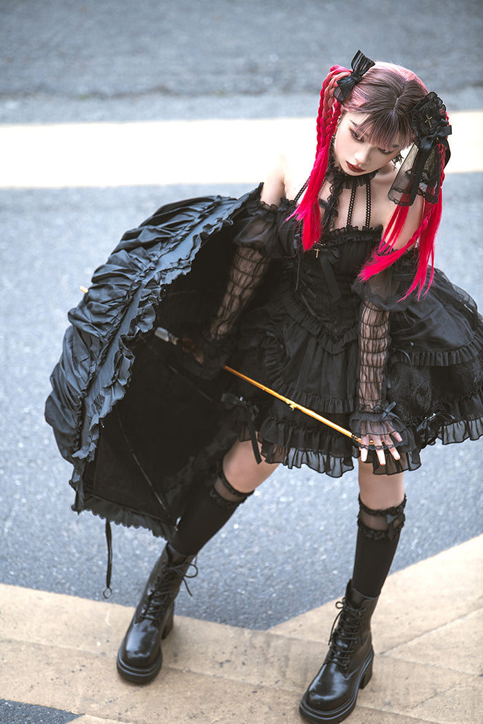 Alice Girl Cross Maiden Gothic Lolita Cuffs Puff Arm Sleeves detail 31
