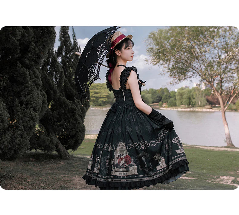 Nightingale and Rose Gothic Lolita JSK detail 4