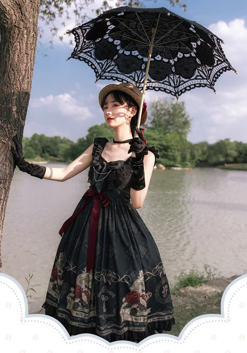 Nightingale and Rose Gothic Lolita JSK detail 7
