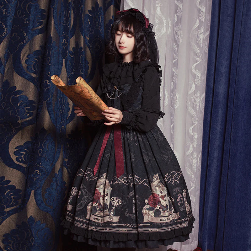 Nightingale and Rose Gothic Lolita JSK detail 11